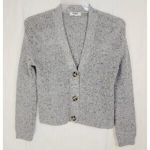 BB Dakota Steve Madden grey speckled ribbed cardigan sweater Size S Preppy